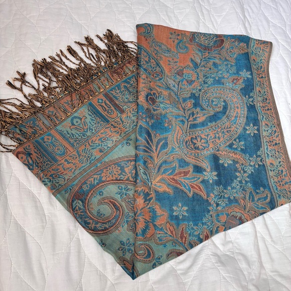 Copper & Teal SUPER SOFT Pashmina Scarf - reversible, NWOT! - Picture 1 of 4